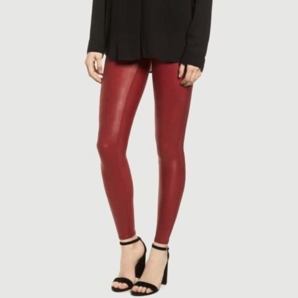 Spanx Faux Leather Leggings in Color Crimson size XS